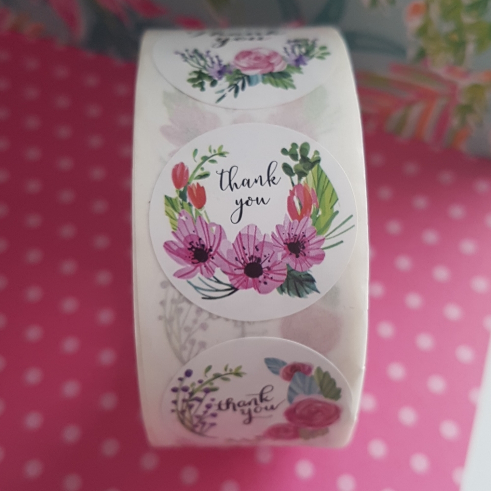 100 pcs Thank You Stickers 1" Inch